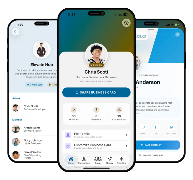 Referron Mobile App Mockup Cluster